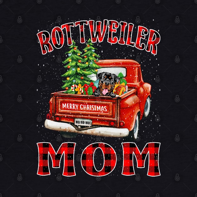 Christmas Rottweiler Mom Santa Hat Truck Tree Plaid Dog Mom Christmas by intelus